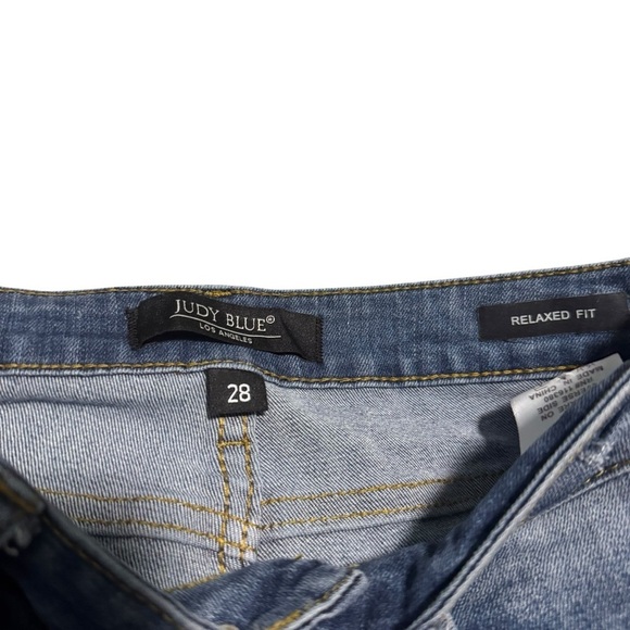 Judy Blue Women's Relaxed Fit Denim Jeans High Rise Dark Wash Distressed Size 28 - Picture 2 of 4